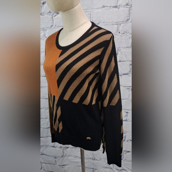 Burberry Brit Women's Sweater Wool Alpaca Striped Colorblock Camel Knight Small - Picture 5 of 16